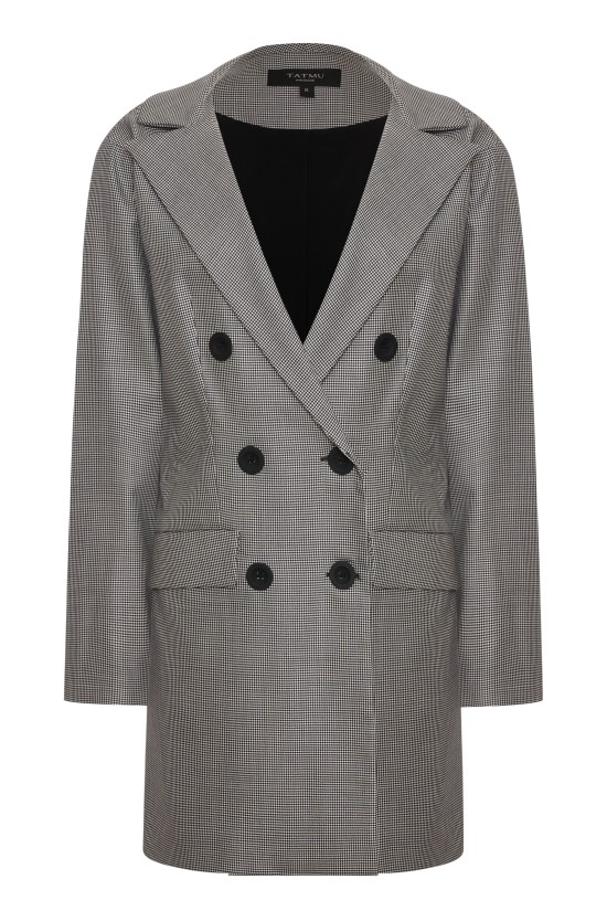 Жакет двубортный  из костюмной ткани гусиная лапка