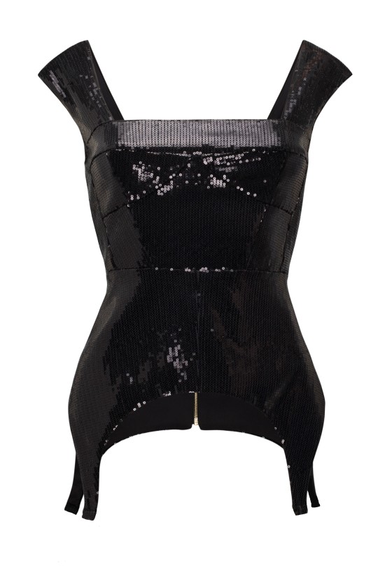 Корсаж с фигурным низом  из пайетки Черный