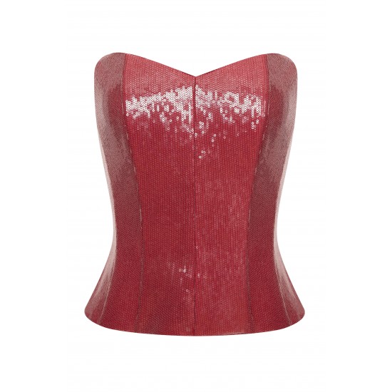 Корсет из пайетки Малиновый
