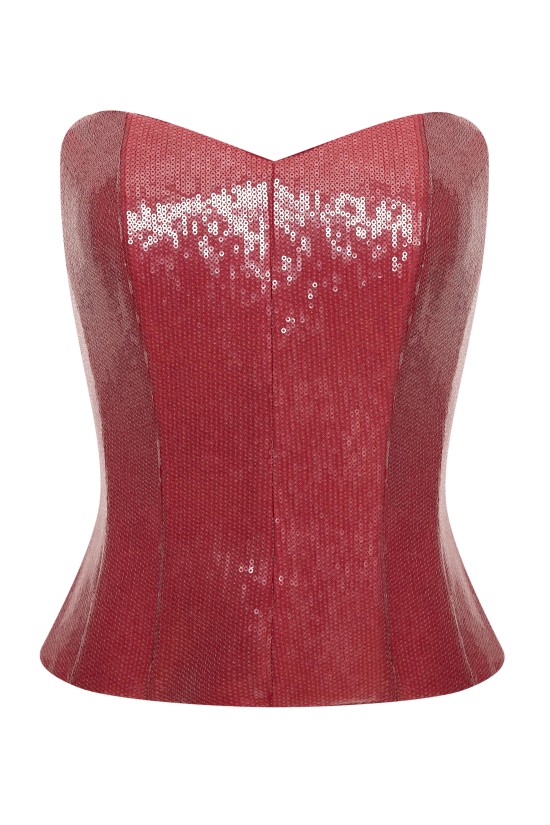 Корсет из пайетки Малиновый