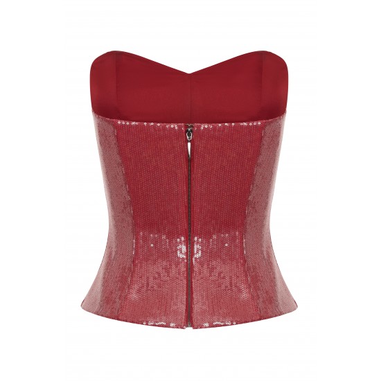 Корсет из пайетки Малиновый