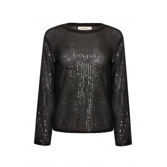 Лонгслив из черной пайетки
