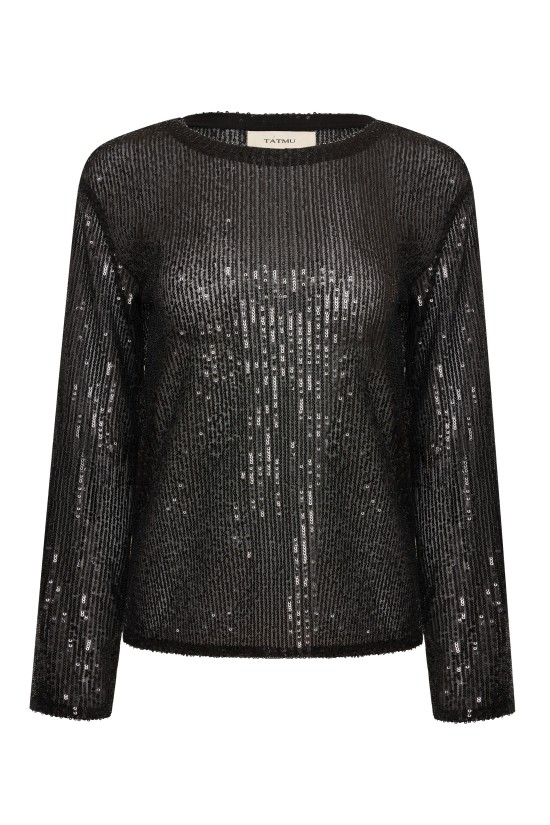 Лонгслив из черной пайетки