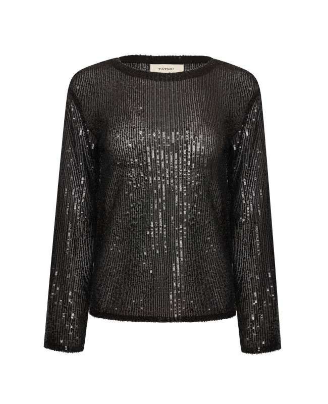Лонгслив из черной пайетки