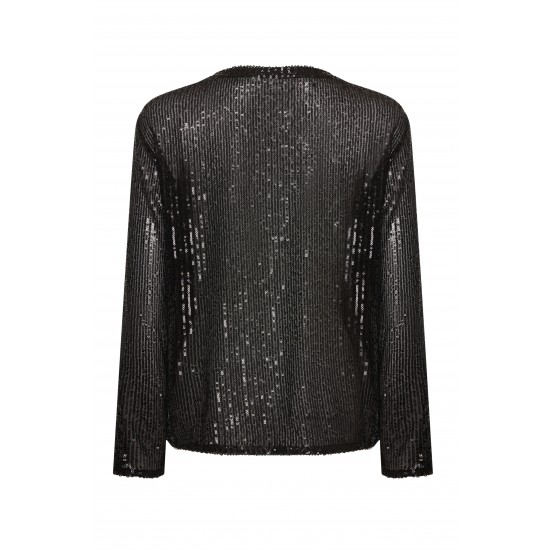 Лонгслив из черной пайетки