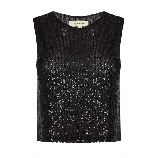 Топ Майка из пайетки Черный