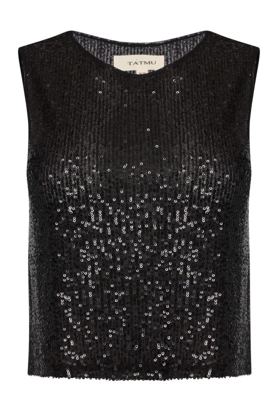 Топ Майка из пайетки Черный