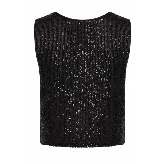 Топ Майка из пайетки Черный