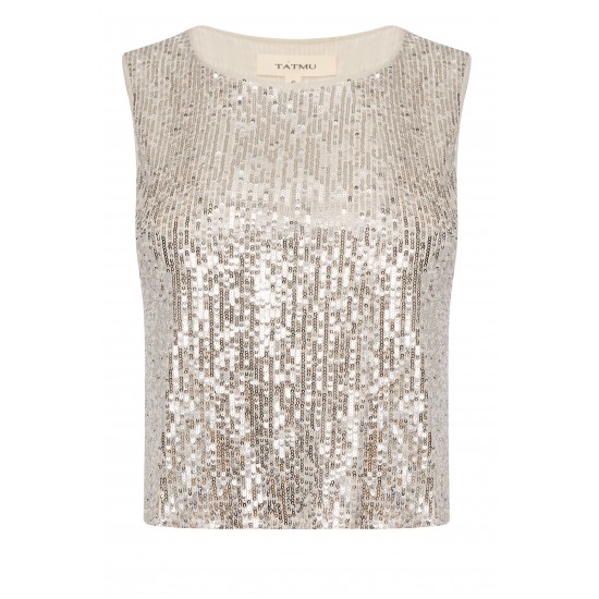 Топ майка из пайетки Серебро