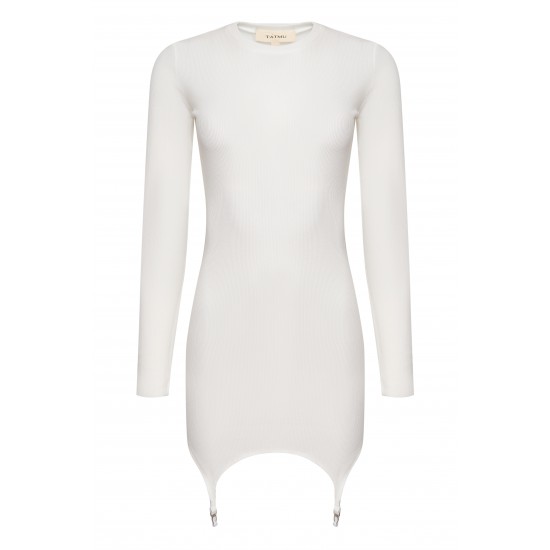 Платье со стрипсами молочного цвета