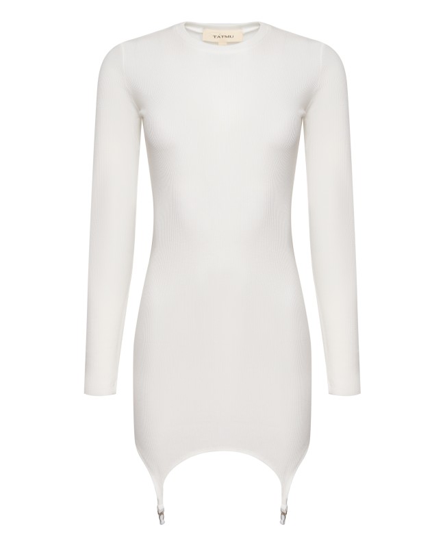 Платье со стрипсами молочного цвета