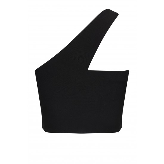 Топ на одно плечо в черном цвете