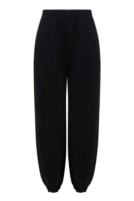 Брюки женские черного цвета по низу на резинке