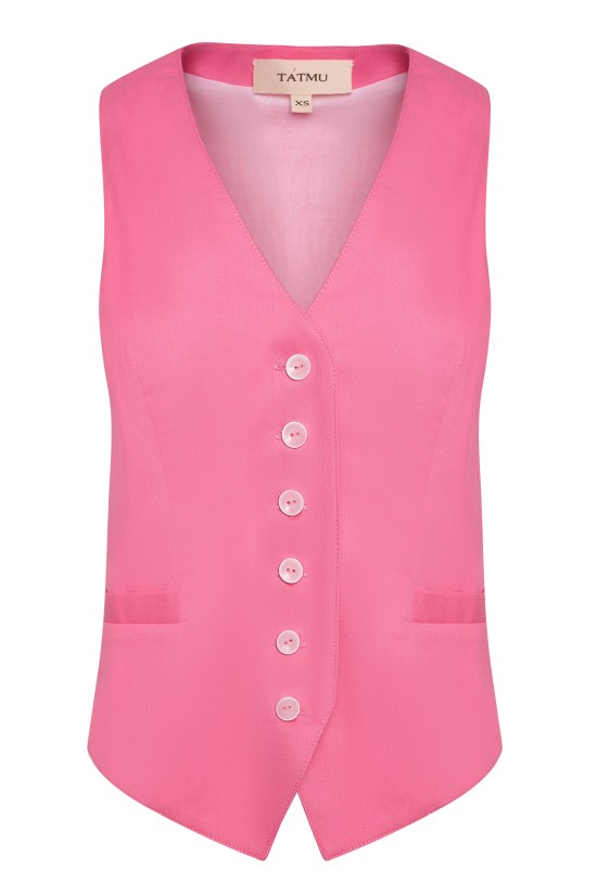 Женский классический жилет на пуговицах Розовый