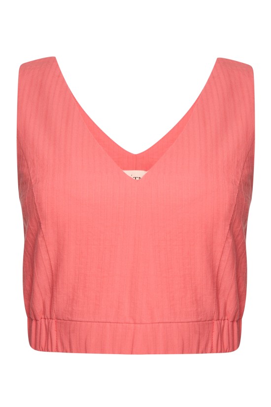 Кроп-топ коралл на резинке