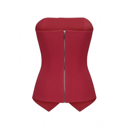 Корсет женский с планкой из красного льна