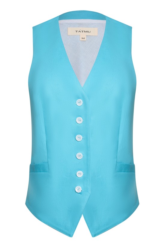 Женский классический  жилет на пуговицах Голубой