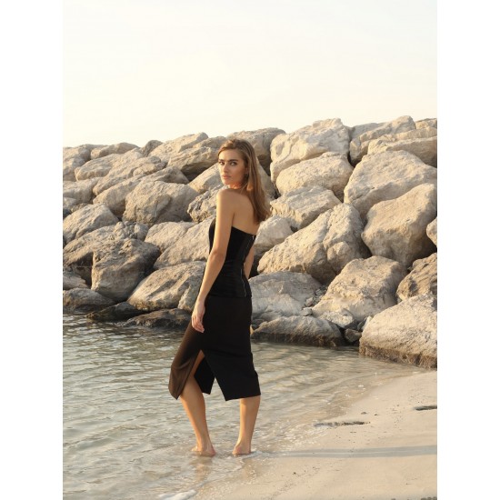 Трикотажная юбка миди из джерси с боковыми разрезами