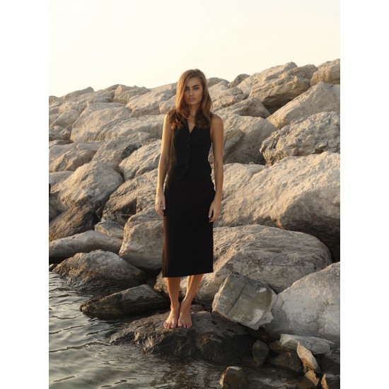 Трикотажная юбка миди из джерси с боковыми разрезами