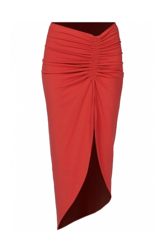 Юбка со сборкой Миди Коралловый