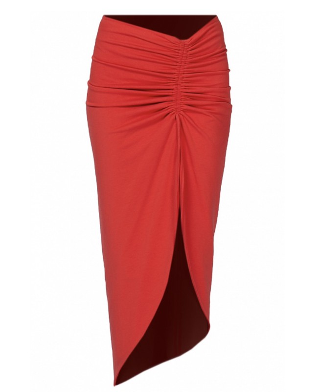 Юбка со сборкой Миди Коралловый