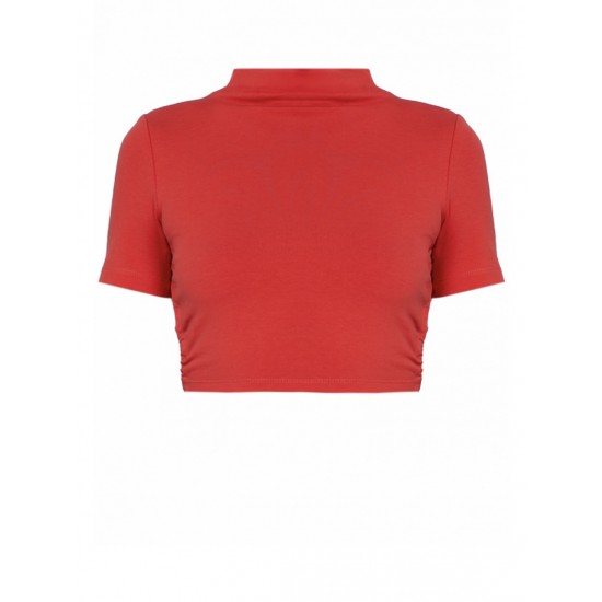 Топ со стойкой на завязках  Коралловый