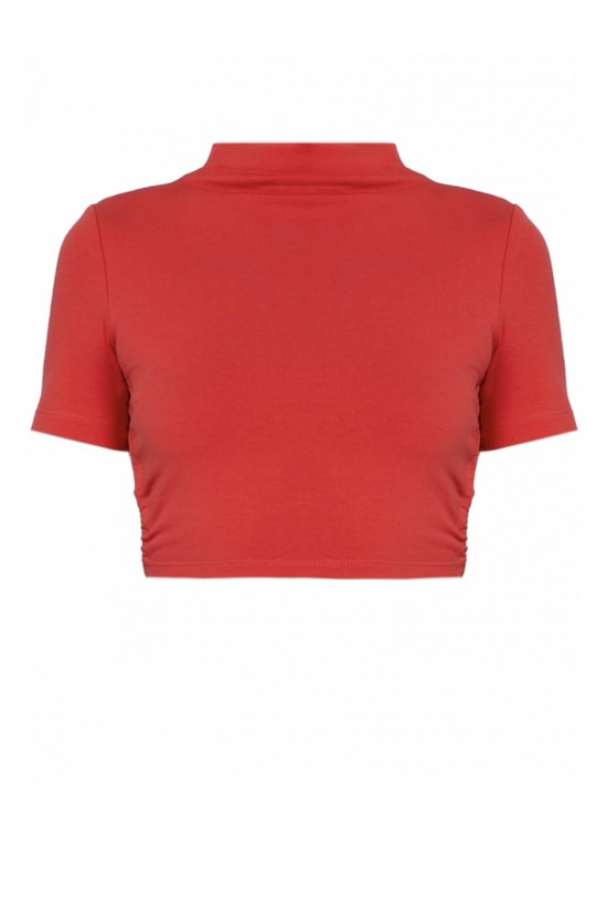 Топ со стойкой на завязках  Коралловый