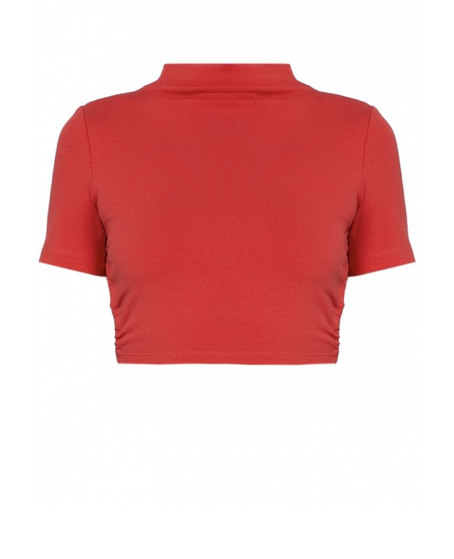 Топ со стойкой на завязках  Коралловый