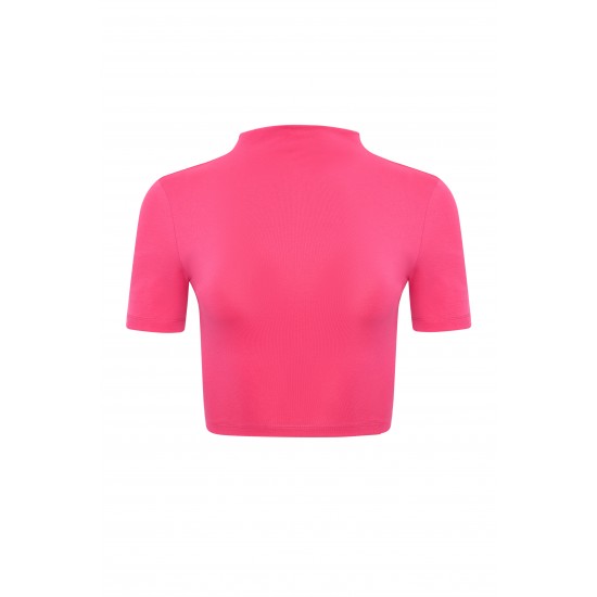 Топ со стойкой на завязках Фуксия