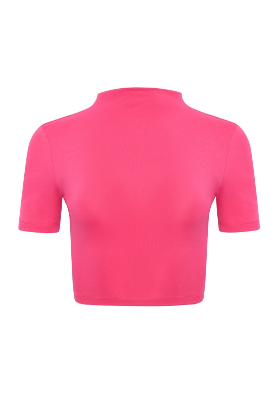 Топ со стойкой на завязках Фуксия