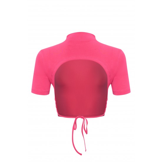 Топ со стойкой на завязках Фуксия