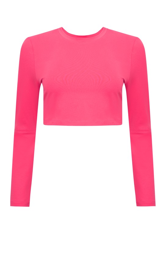 Топ с длинными рукавами с вырезом на спине Фуксия