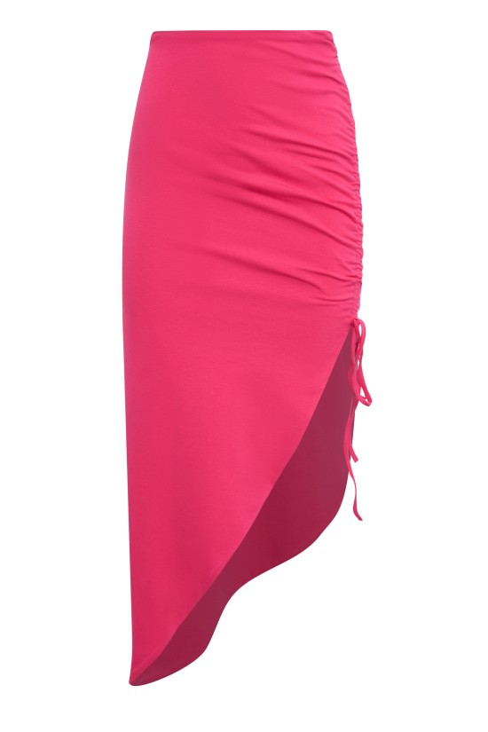 Юбка со сборкой миди Фуксия