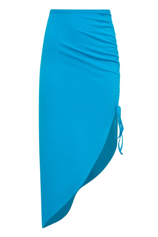 Юбка со сборкой миди Голубой