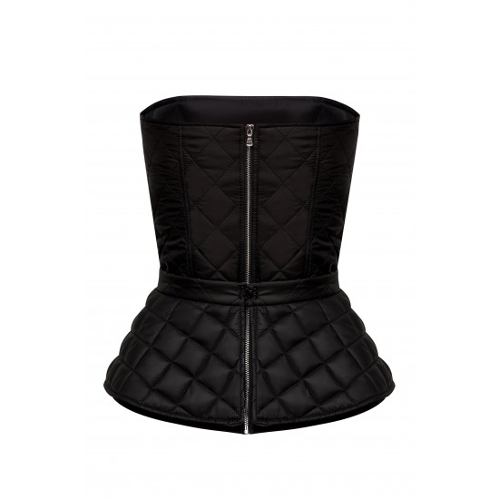 Корсет из стеганой ткани черный
