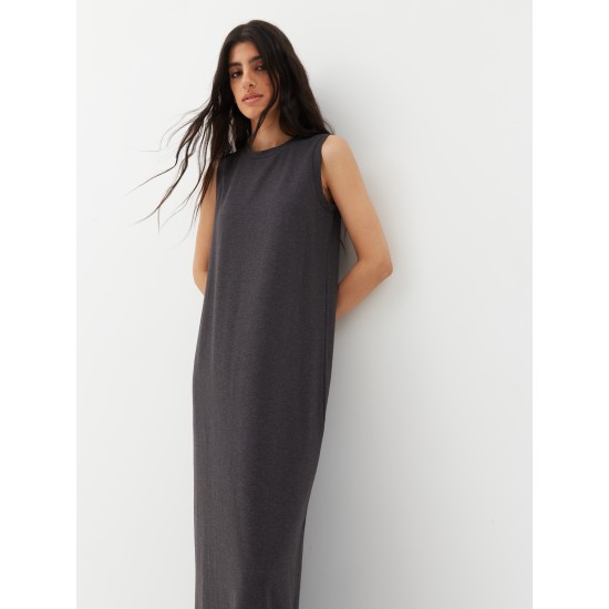 Платье миди без рукавов из трикотажа антрацит