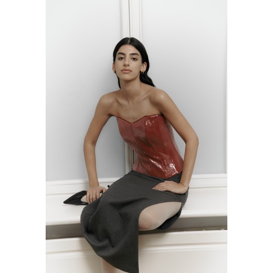 Корсет из пайетки Малиновый