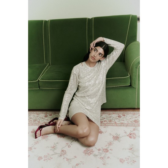 Лонгслив из серебряной пайетки