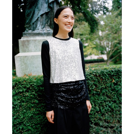 Топ майка из пайетки Серебро