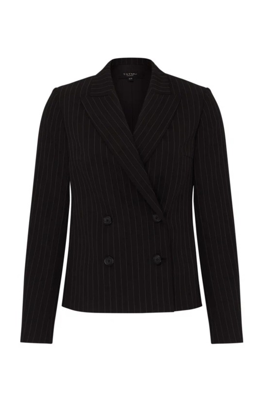 Жакет женский двубортный черный в полоску