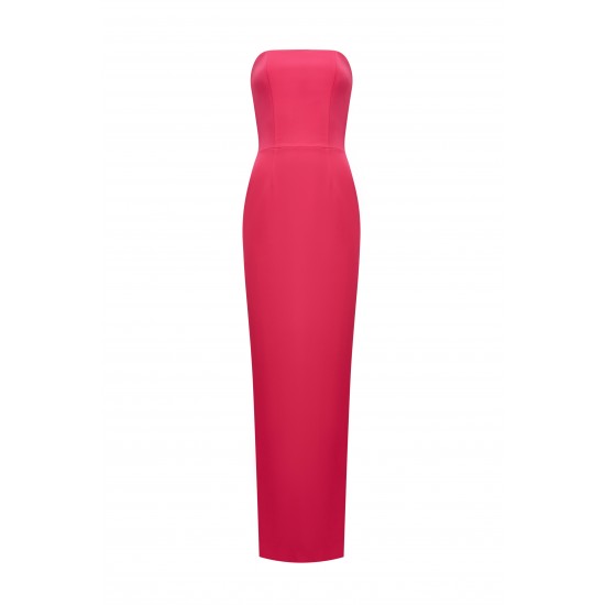 Корсетное вечернее платье в пол цвет фуксия