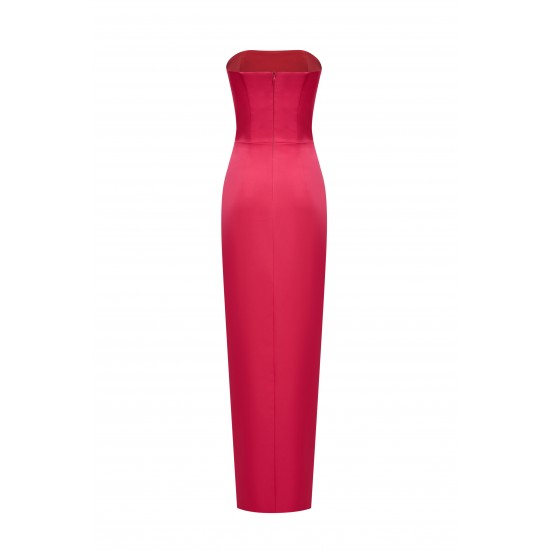 Корсетное вечернее платье в пол цвет фуксия