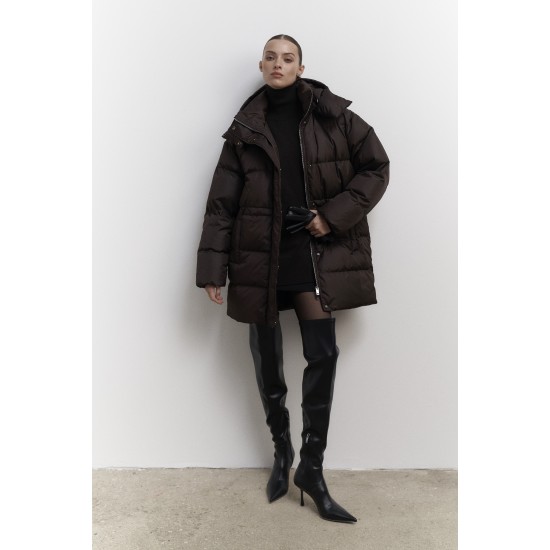 Пуховик удлиненный Шоколад
