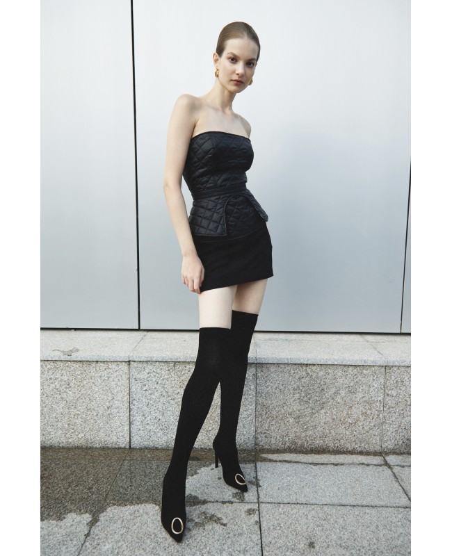 Корсет из стеганой ткани черный